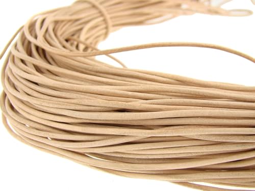 esnado Lederschnur Rund - 1,5 mm x 30 Meter, Natur | ECHTES Leder | pflanzlich gegerbt | ideal für Schmuck und Armbänder, Flechtarbeiten, Basteln, Dekorieren, DIY, Mittelalter, LARP von esnado