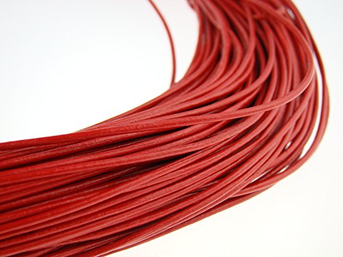 esnado Lederschnur Rund - 1,5 mm. Rot. 50 Meter auf Rolle | ECHTES Leder | pflanzlich gegerbt | ideal für die Herstellung von Schmuck und Armbändern, Basteln, Dekorieren, DIY-Projekte, Mittelalter von esnado