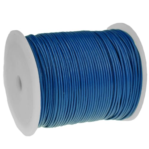 esnado Lederschnur Rund - 1 mm. Blau. 10 Meter | ECHTES Leder | pflanzlich gegerbt | ideal für die Herstellung von Schmuck und Armbändern, Basteln oder Dekorieren, DIY-Projekte, Mittelalter von esnado