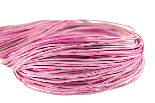 esnado Lederschnur Rund 2 mm. Rose Pink Meliert - 2 Meter von esnado