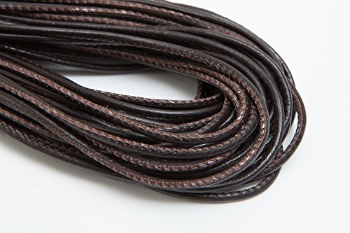 esnado Weiche Lederschnur Gesäumt 2,5 mm. Farbe: Braun - 1 Meter – für Lederschmuck - Farbe/Länge: wählbar von esnado