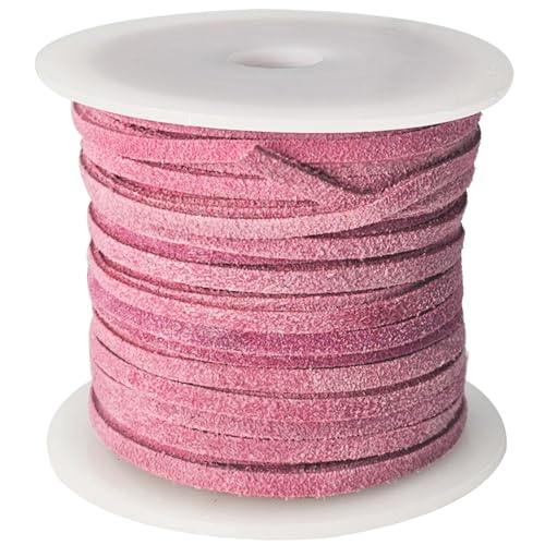 esnado Wildlederband, Lederband flach | Breite: 3 mm | Dicke: 1,5 mm | Länge: 10 Meter | Farbe: Pink | ECHTES Leder - pflanzlich gegerbt | zum Basteln und zur Schmuckherstellung von esnado