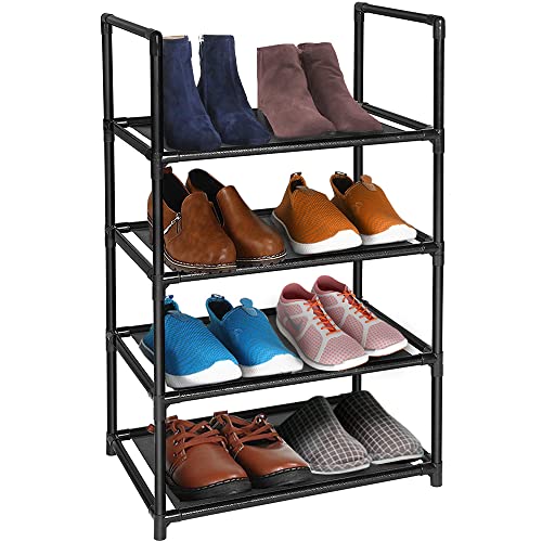 esonstyle Schuhregal mit 4 Ebenen Leichtgewicht Klein Schuhregal 8 Paare Aufbewahrungs-Organisator schmal Schuhregal für den Eingang/Schrank Schuhregal Kleines Schuhregal von esonstyle