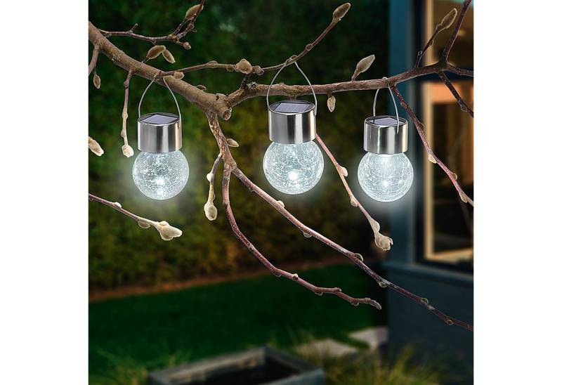 esotec Hängeleuchten 3er Set Solarleuchten Crackle Balls, Bruchglas, kaltweiß, 102308 esotec Hängeleuchten 3er Set Solarleuchten Crackle Balls, Bruchglas, kaltweiß, 102308 von esotec