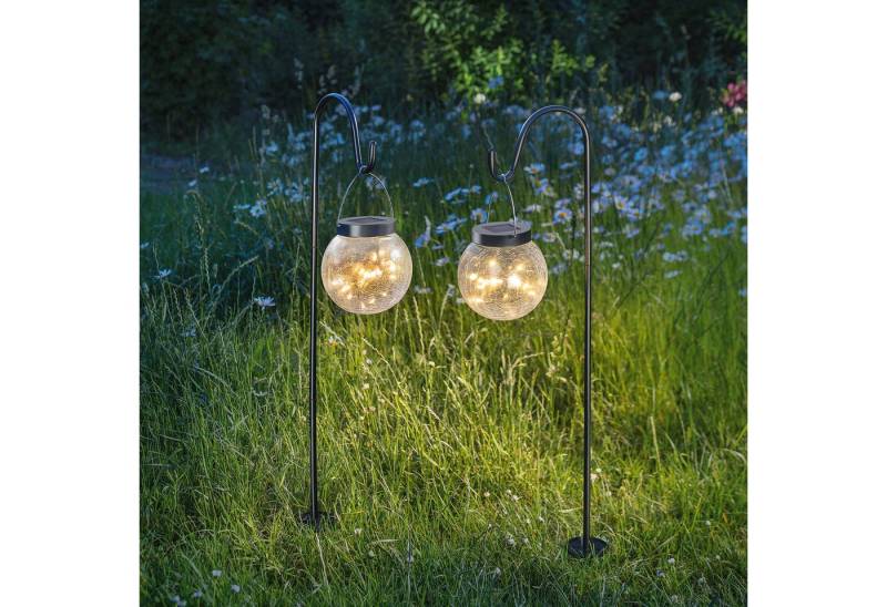 esotec Hängeleuchten 2er Set Solarleuchten Smart Globe, Crackle Bruchglas outdoor 102314 von esotec