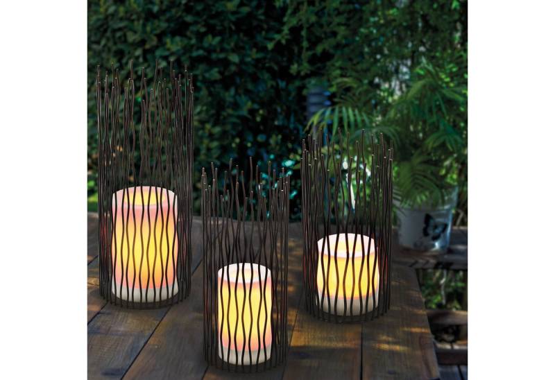 esotec LED Außen-Tischleuchte *Solarleuchten 3er-Set "Bamoko" von esotec