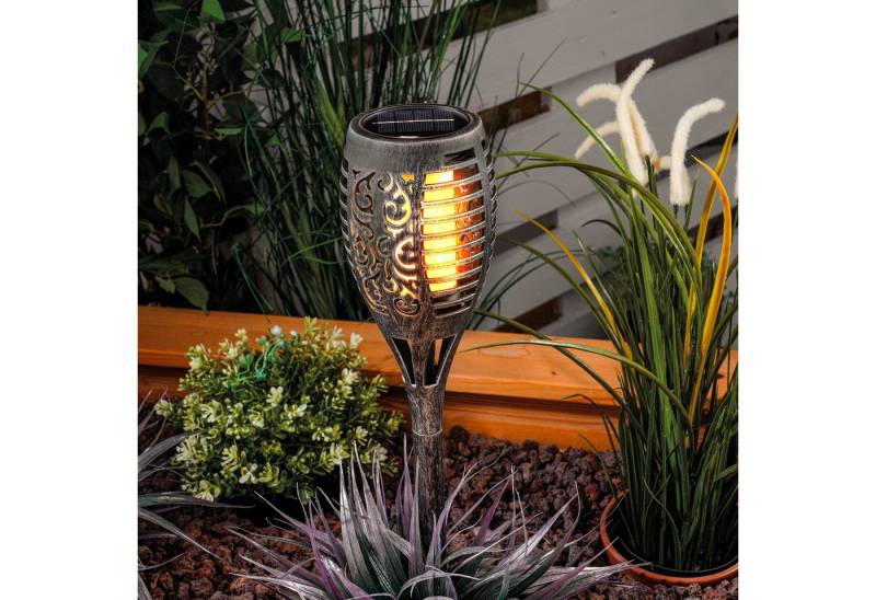 esotec LED Gartenleuchte *Solar Gartenfackel "Jamila" silber von esotec