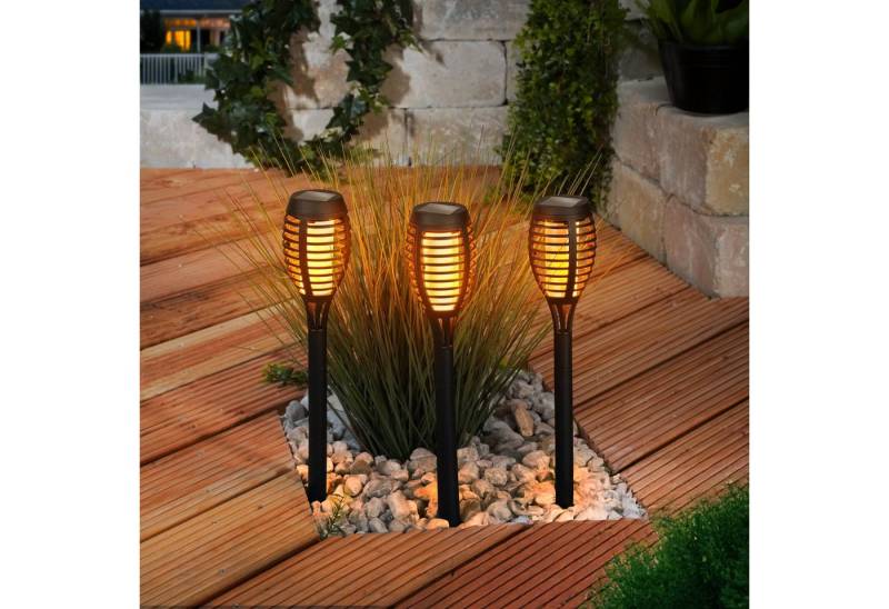 esotec LED Gartenfackel Solarleuchte Lorenzo 3er-Set, je 12 LEDs H=39cm 102315 von esotec