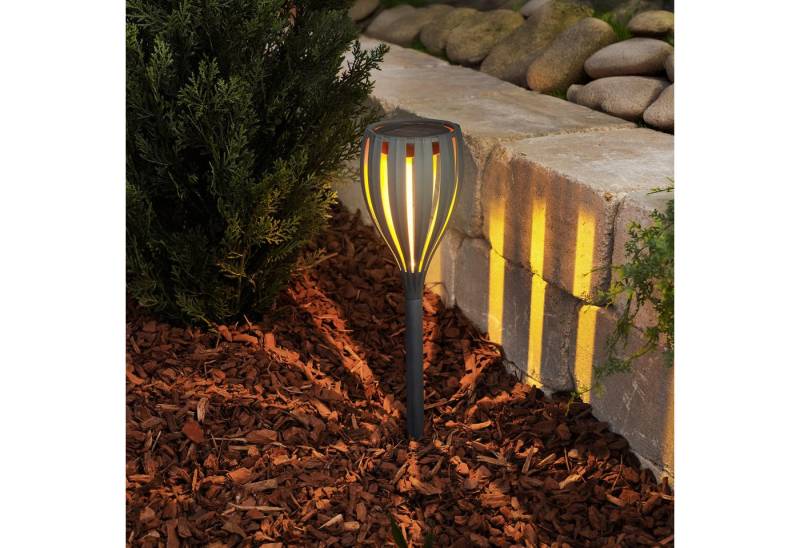 esotec LED Gartenfackel Solarleuchte Malabo H=38cm, steckbar, bernsteinfarbene LED 102781 von esotec