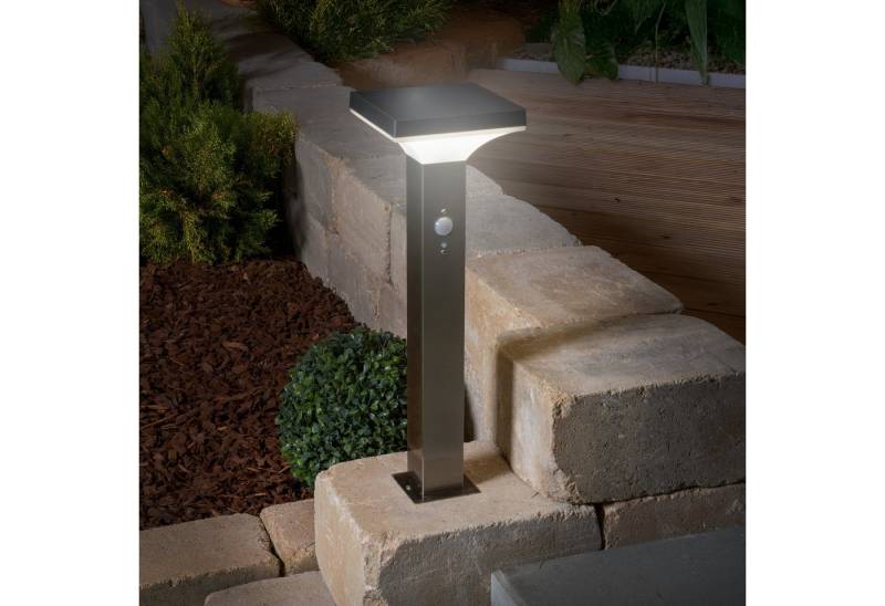 esotec LED Gartenleuchte Solar PIR Standleuchte Artena H45cm, 3 Modi, 4000K, Edelstahl 102768 von esotec