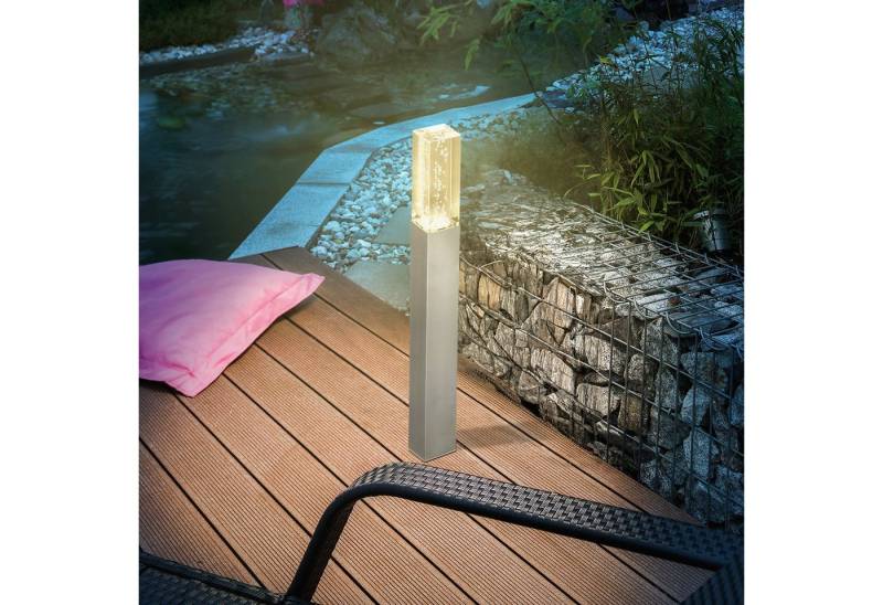 esotec LED Gartenleuchte Solar Edelstahl Standlampe BUBBLE TOWER H63cm 3000K Luftblasen 102556 von esotec