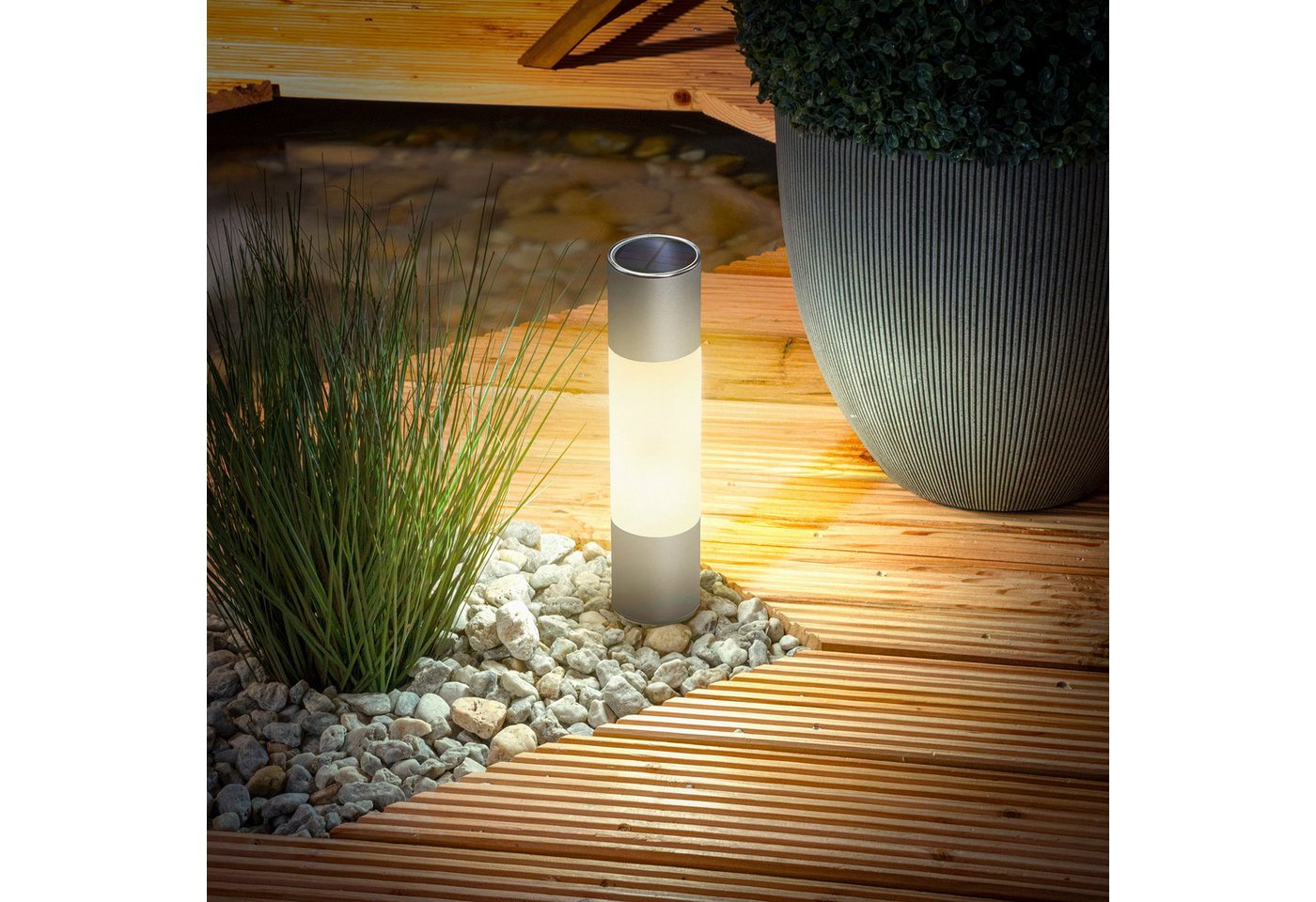 esotec LED Gartenleuchte Solar Standleuchte POLE LIGHT H30cm, DUO COLOR 2800K 6500K, ALU 102616 esotec LED Gartenleuchte Solar Standleuchte POLE LIGHT H30cm, DUO COLOR 2800K 6500K, ALU 102616 von esotec