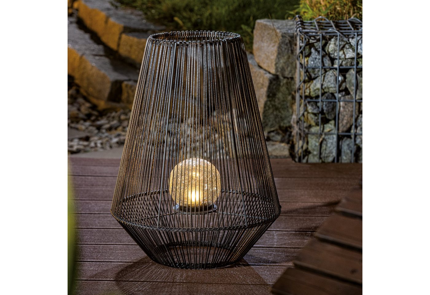 esotec LED Gartenleuchte Boho Solarleuchte Windlicht ILONA H=51cm, Polyrattan, Bruchglas 102208 esotec LED Gartenleuchte Boho Solarleuchte Windlicht ILONA H=51cm, Polyrattan, Bruchglas 102208 von esotec