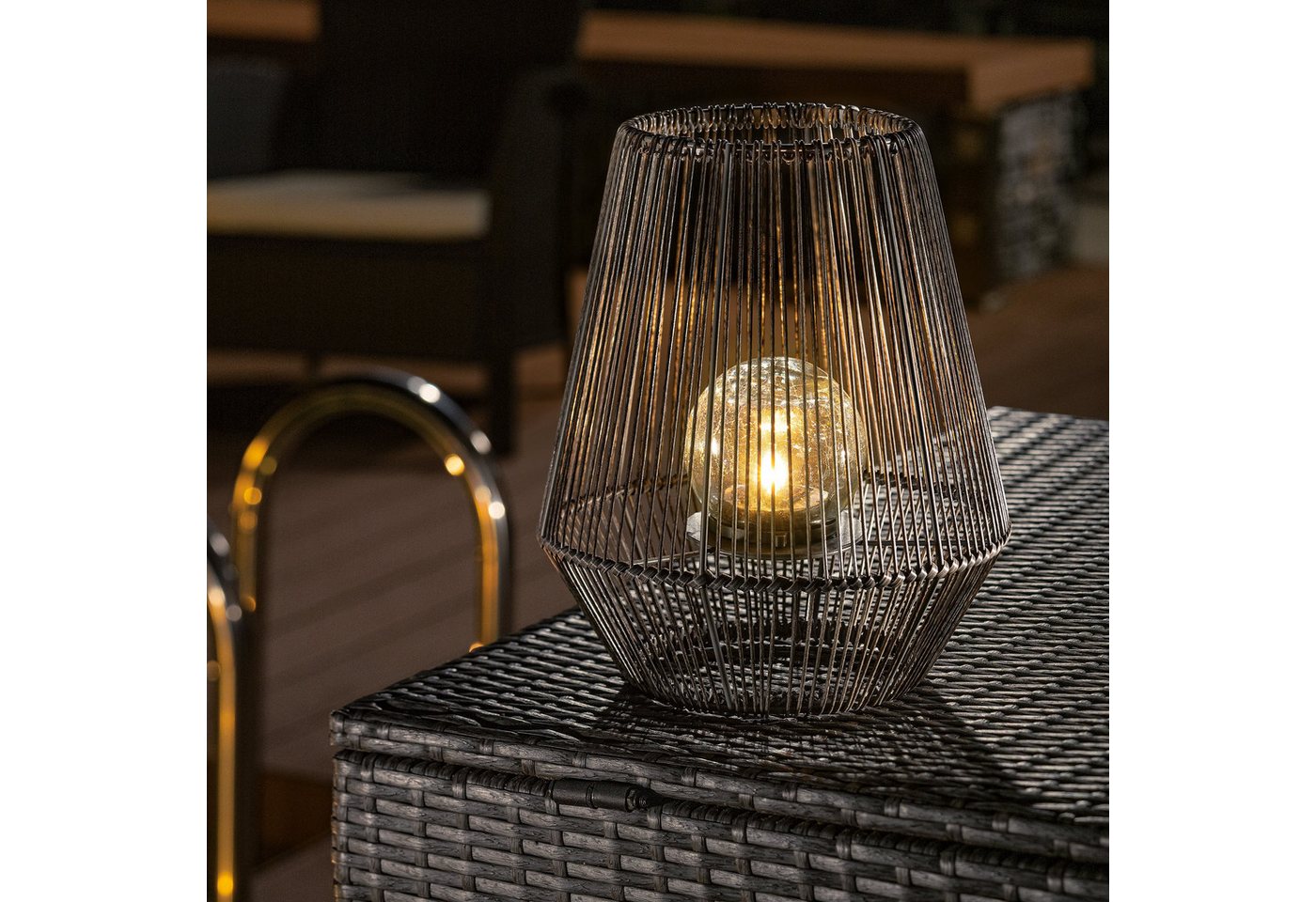 esotec LED Solarleuchte Windlicht Ilona H31,5cm POLYRATTAN Bruchglaskugel 2800K 102207 esotec LED Solarleuchte Windlicht Ilona H31,5cm POLYRATTAN Bruchglaskugel 2800K 102207 von esotec