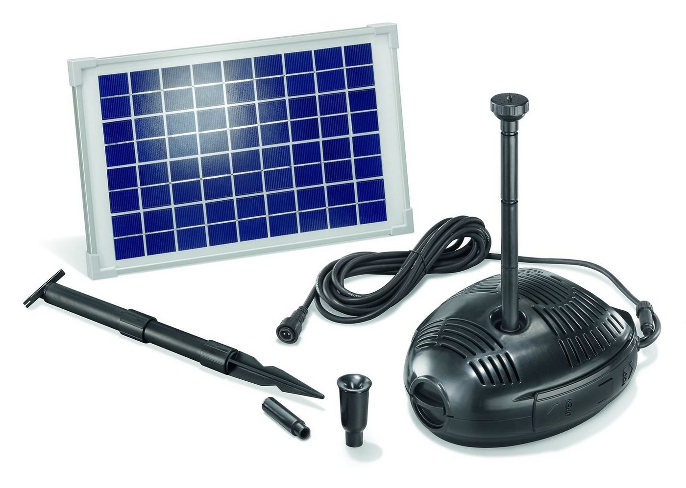 esotec Solarpumpe Solar Teichpumpenset Milano 10W Solarmodul 630 l/h Förderleistung Gartenteich Pumpenset Teich 101720 von esotec