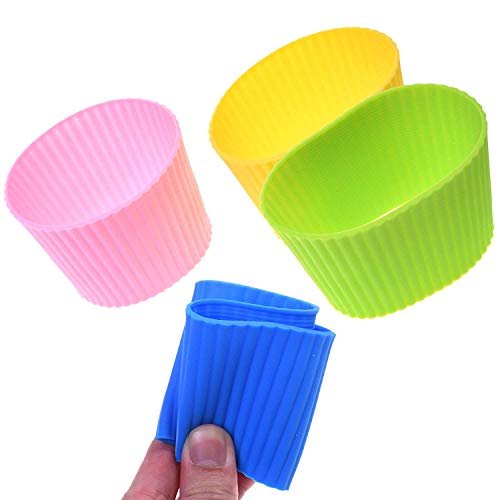 10 x Silikon-Schutzhüllen, rutschfest, hitzebeständig, wiederverwendbar, für Glasflaschen, Tassen, Tassen (zufällige Farbe) von esowemsn