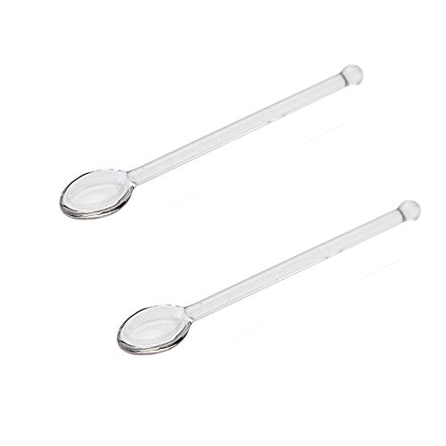 2 Stück 13 cm klares Glas Kaffee Rührlöffel Glas Kaffee Milch Teelöffel Dessert Zuckerbar Cocktail Küche Rühren Kochen Löffel Zubehör von esowemsn