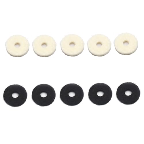 20 Stück Gitarrengurtschlösser Schnallenschutz Gurtschlösser Filzscheiben Gitarrenteile Ersatz Musikinstrument-Zubehör (beige und schwarz) von esowemsn