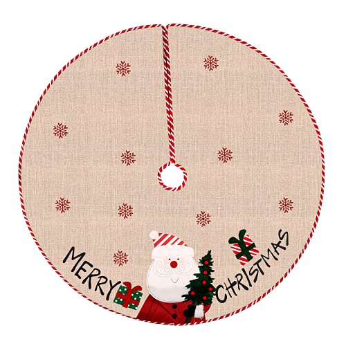 Esportic Weihnachtsbaum Rock, Tannenbaum Decke, Christbaumdecke Rund, Baumdecke Weihnachtsbaum, 108cm Retro Christbaumdecke mit Schneeflocken aus Leinen, für Neujahr Weihnachtsbaum Boden Party Dekor Esportic Weihnachtsbaum Rock, Tannenbaum Decke, Christbaumdecke Rund, Baumdecke Weihnachtsbaum, 108cm Retro Christbaumdecke mit Schneeflocken aus Leinen, für Neujahr Weihnachtsbaum Boden Party Dekor von Esportic