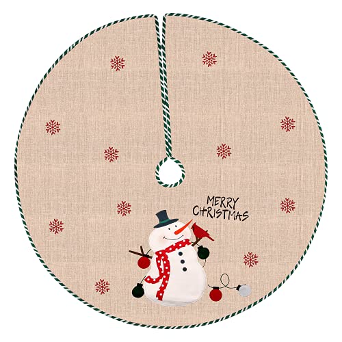 Esportic Weihnachtsbaum Rock, Tannenbaum Decke, Christbaumdecke Rund, Baumdecke Weihnachtsbaum, 108cm Retro Christbaumdecke mit Schneeflocken aus Leinen, für Neujahr Weihnachtsbaum Boden Party Dekor Esportic Weihnachtsbaum Rock, Tannenbaum Decke, Christbaumdecke Rund, Baumdecke Weihnachtsbaum, 108cm Retro Christbaumdecke mit Schneeflocken aus Leinen, für Neujahr Weihnachtsbaum Boden Party Dekor von Esportic