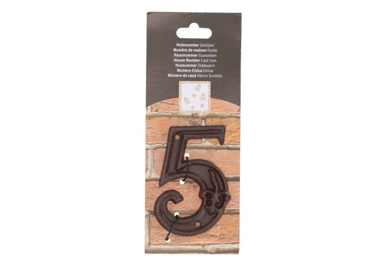 esschert design Briefkasten Gusseiserne Hausnummer "5" Robust, Rustikal und Zeitlos. In Braun. von esschert design