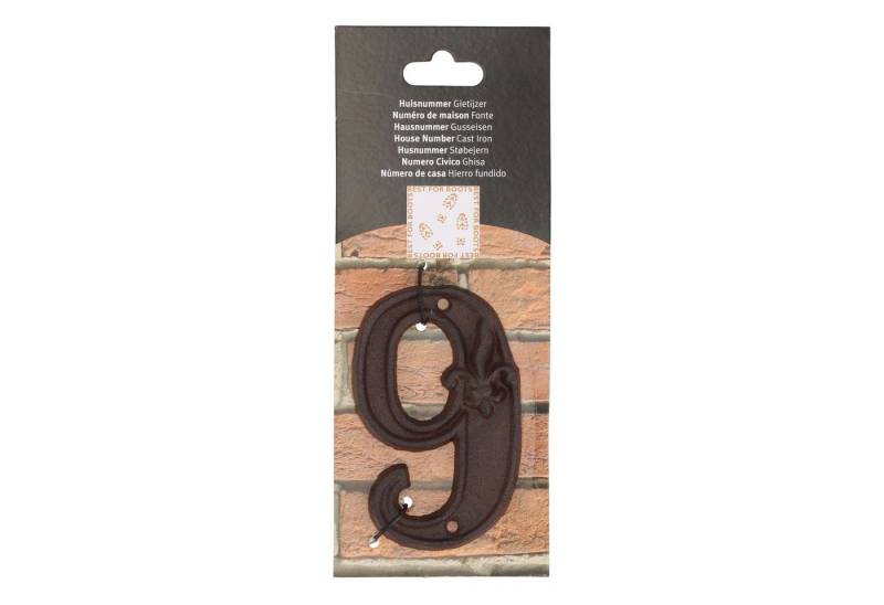 esschert design Briefkasten Gusseiserne Hausnummer "9" Robust, Rustikal und Zeitlos. In Braun. von esschert design