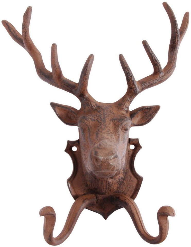 esschert design Dekogeweih (Set, 2 St), 2 Stück Gusseisen Wandhaken Hirsch Garderoben-Doppelhaken 22x10x28cm von esschert design