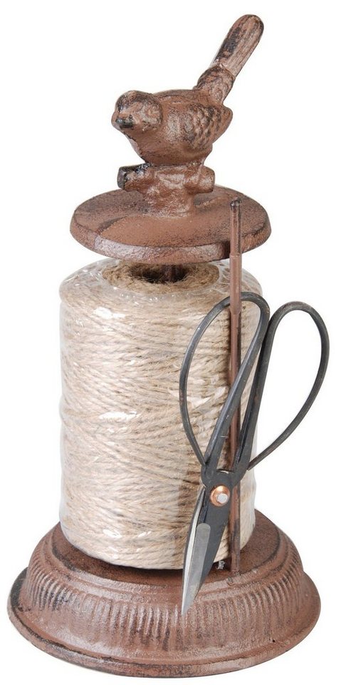 esschert design Gartenpflege-Set Abroller Schnurhalter Pflanzschnur Juteschnur Spule Schere Guss Vogel von esschert design