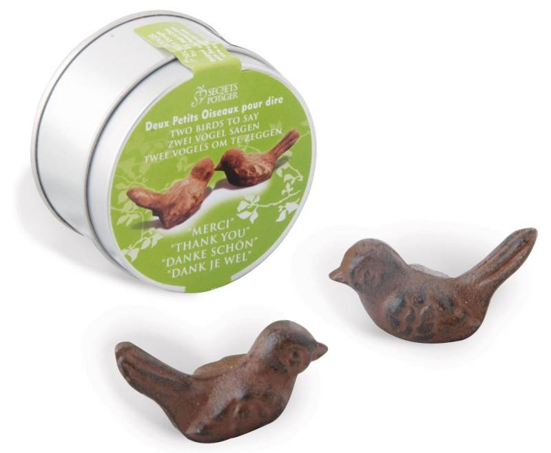 esschert design Geschenkbox (Set, 1 St), Vogelpaar DANKESCHÖN in Geschenkbox 2 Gusseisen Vogelfiguren von esschert design