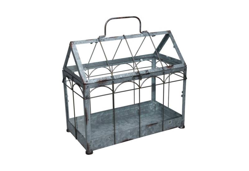 esschert design Gewächshaus Gewächs Haus Pflanz Zink Vintage Optik Metall Glas Deko Innen, Gewächshaus von esschert design