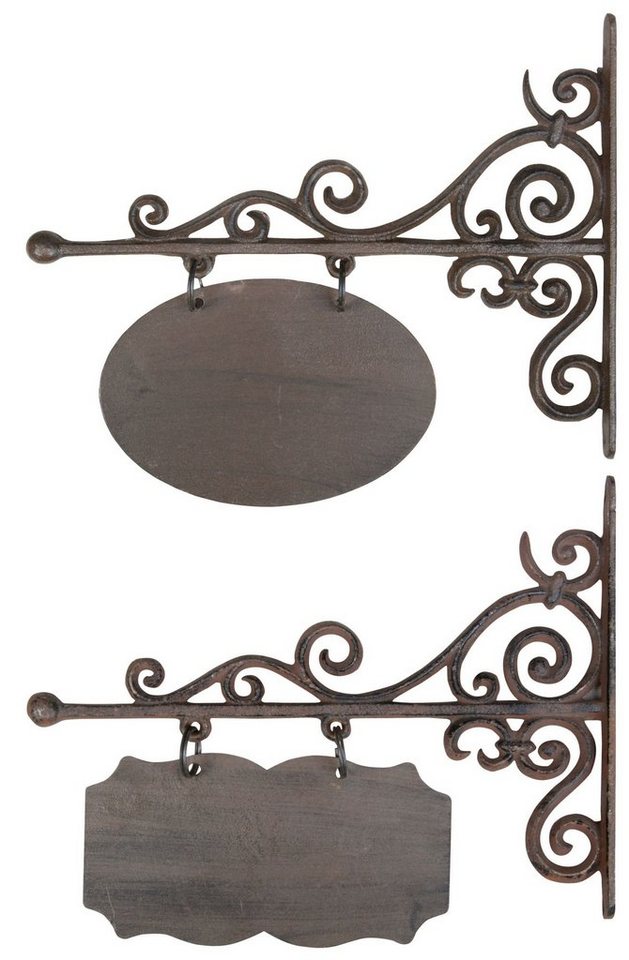 esschert design Metallschild, (Set, 2 St), Wandschild Namensschild, rechteckig oder oval, 32 x 3 x 26 cm von esschert design
