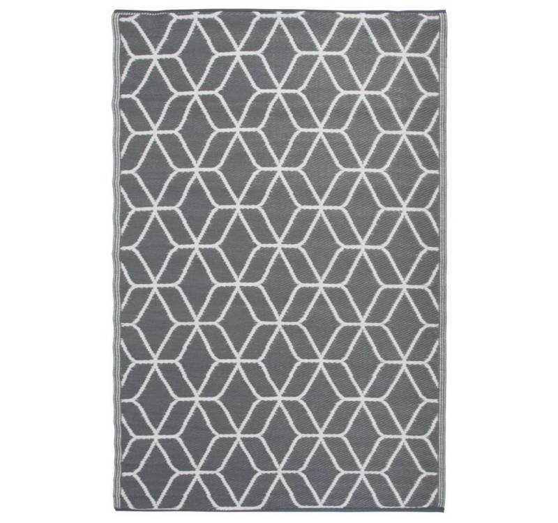 esschert design Outdoorteppich Outdoor-Teppich 180x121 cm Grau und Weiß OC25, Höhe: 0.9 mm von esschert design