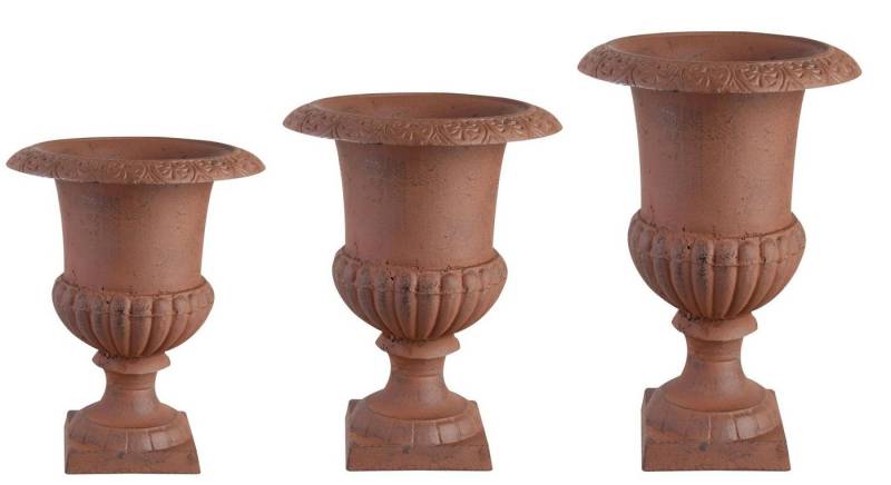 esschert design Pflanzschale (Set, 3 St), Französische Vasen im Set, auf Sockel aus Metal und sehr robust von esschert design