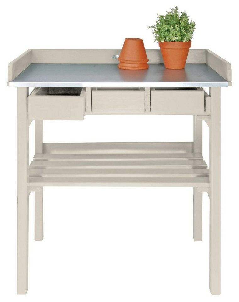 esschert design Pflanztisch, Pflanztisch mit Ablage und 3 Fächern 79x38x82cm Gärtner Arbeitstisch von esschert design