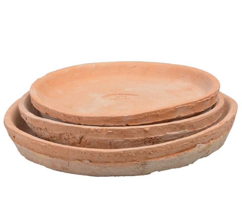 esschert design Übertopf 3er Satz Set Untersetzer rund Aged Terracotta Blumen Pflanzen von esschert design