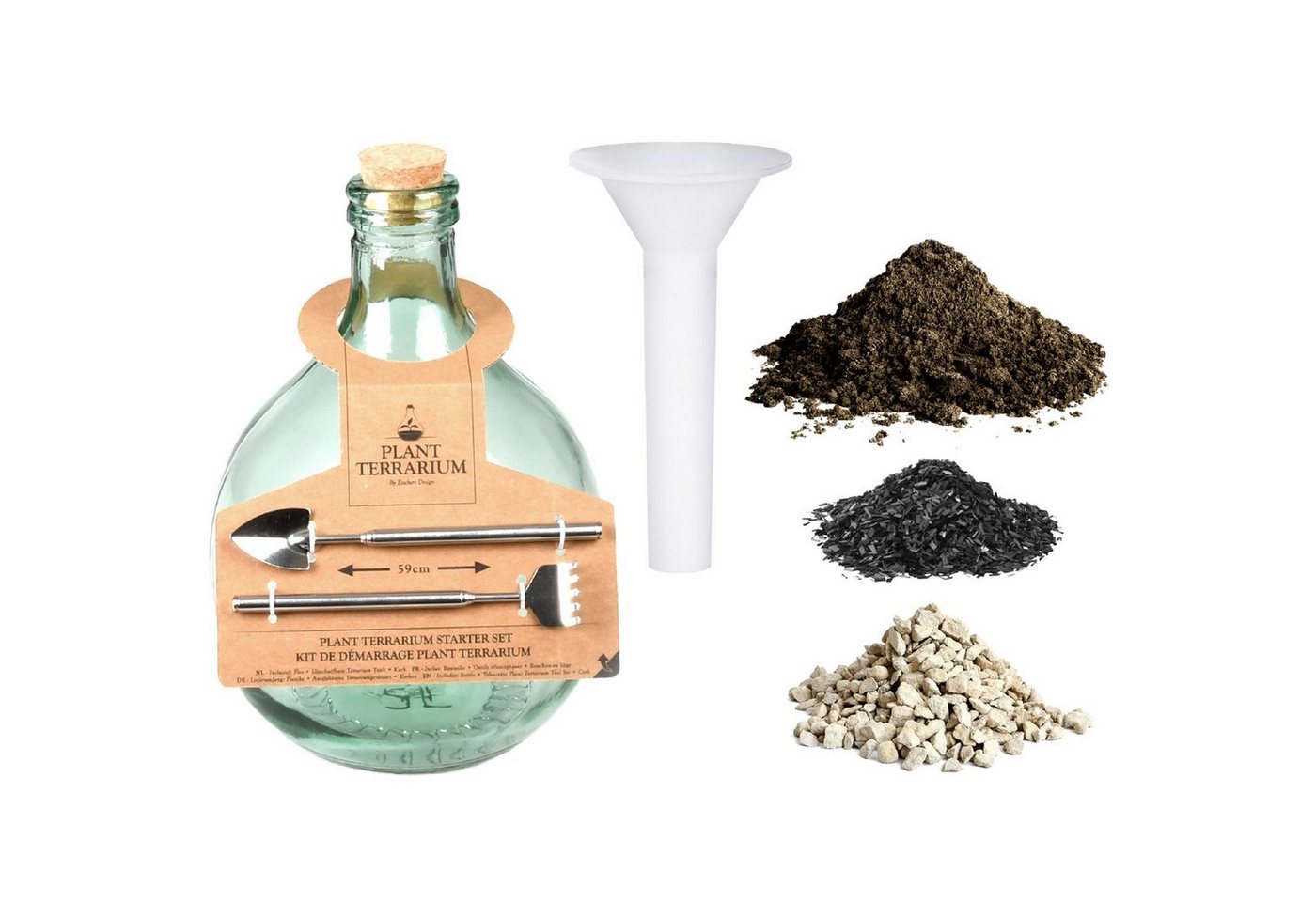 esschert design Übertopf DIY Pflanzen Terrarium Starter Set 5 Liter Glas und Zubehör von esschert design