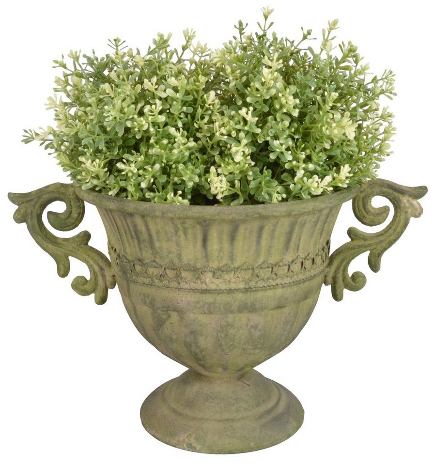 esschert design Übertopf Esschert Design Aged Metall Grün Vase rund Höhe=22 cm Pokal Kübel Amphore antik von esschert design