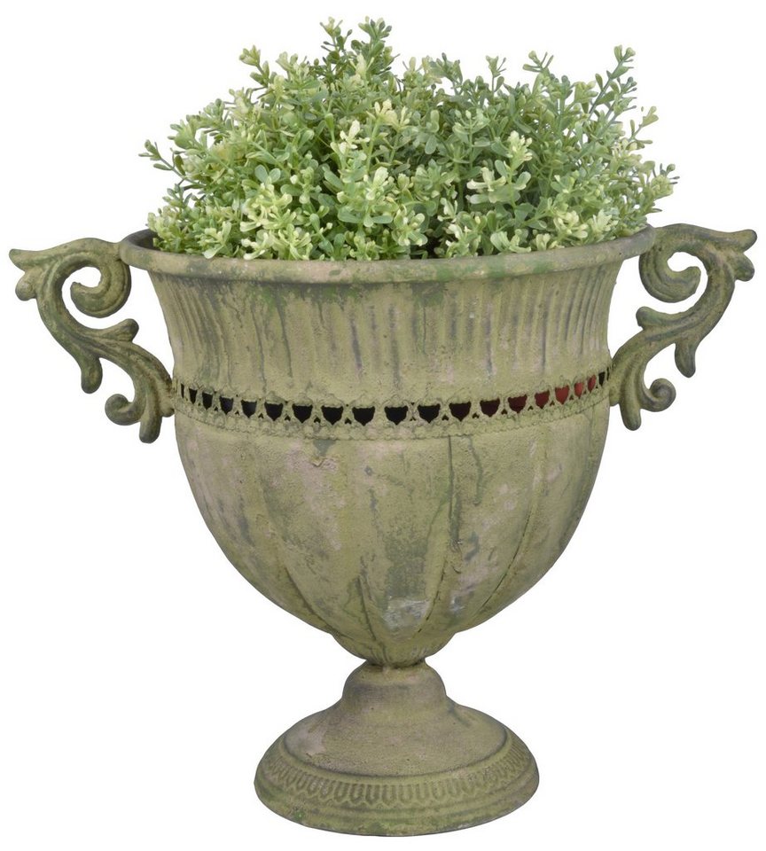 esschert design Übertopf Esschert Design Aged Metall Grün Vase rund Höhe 30,5cm Pokal Kübel Amphore antik von esschert design