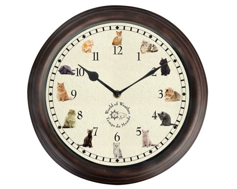 esschert design Uhr Esschert Design Uhr mit Katzengeräuschen Ø 30 cm, Wanduhr mit Sound von esschert design
