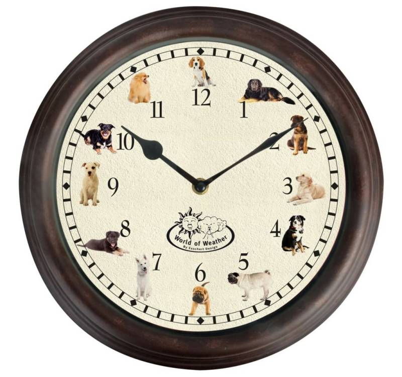 esschert design Wanduhr Uhr mit Hundegeräuschen von esschert design
