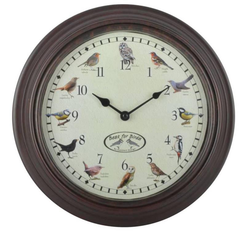 esschert design Wanduhr Uhr mit Vogelgezwitscher von esschert design