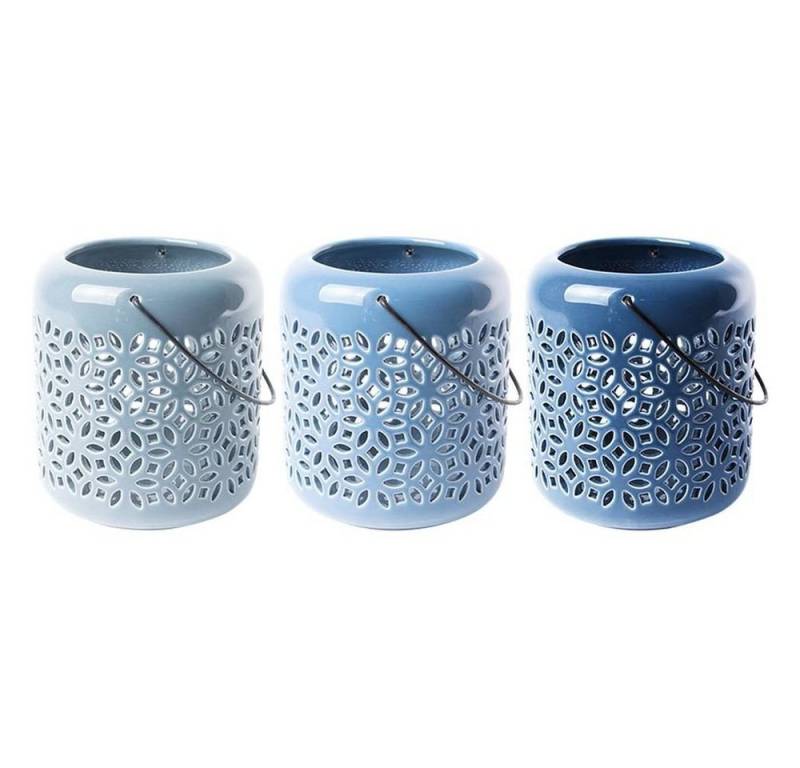 esschert design Windlicht, Windlicht Blautöne Gr L Ø12 x 21 cm Tisch-Laterne von esschert design