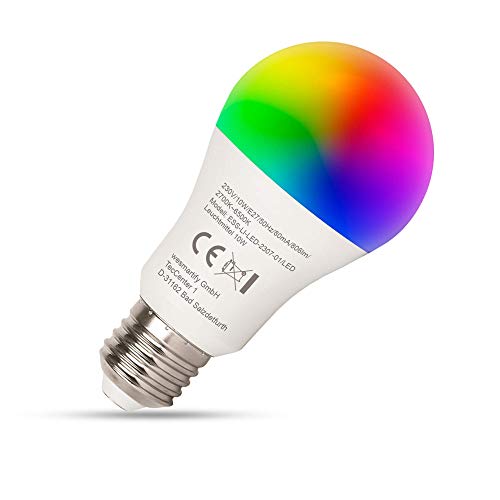 essentials Smart Home WLAN Glühbirne, 10 W, E27 Fassung, unterschiedliche Farben, LED Lampe steuerbar über Alexa und Google Home von essentials Smart Home Solutions