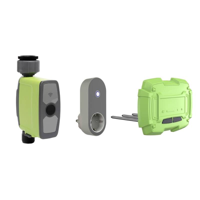 essentials Smart Garden Bewässerungssystem + Bodensensor, Gartenbewässerung, Bewässerungscomputer WLAN mit Repeater, Zeitprofilerstellung & Bedienung per App, kompatibel mit Alexa, Tuya von essentials