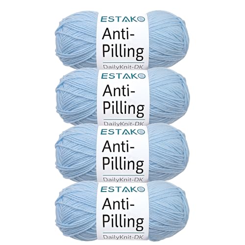 Estako DailyKnit-DK 80055 Acrylgarn, 100 % fusselfrei, weich, leicht #3, 4 x 100 g, 4 x 270 m, Babyblau, 4 Knäuel Estako DailyKnit-DK 80055 Acrylgarn, 100 % fusselfrei, weich, leicht #3, 4 x 100 g, 4 x 270 m, Babyblau, 4 Knäuel von estako