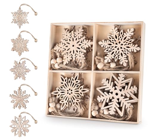 estcoo 20 Weihnachten Schneeflocken Holzanhänger,5 Design Natürliche Schneeflocke Christbaumanhänger,7.5cm Weihnachten Unvollendete Holzdeko Ausgehöhlte Schneeflocken estcoo 20 Weihnachten Schneeflocken Holzanhänger,5 Design Natürliche Schneeflocke Christbaumanhänger,7.5cm Weihnachten Unvollendete Holzdeko Ausgehöhlte Schneeflocken von estcoo