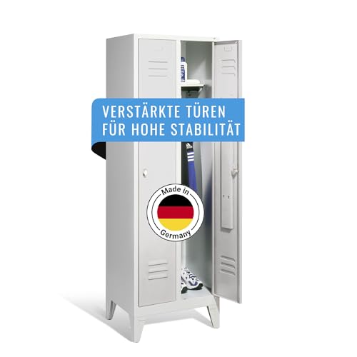 estrao® Stahlspind, Garderobenschrank Made in Europe, Umkleideschrank, Spind-Kleiderspind Doppelspind 2 Abteile Flügeltüren Trennwand Pulverbeschichtung von estrao