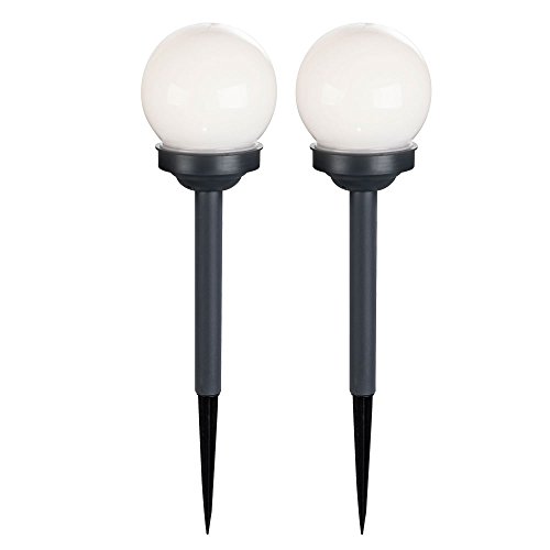 etc-shop 2er Set LED Außen Solar Lampen Kugel Design Erd Spieß Steck Leuchten Garten Weg Beleuchtung von etc-shop