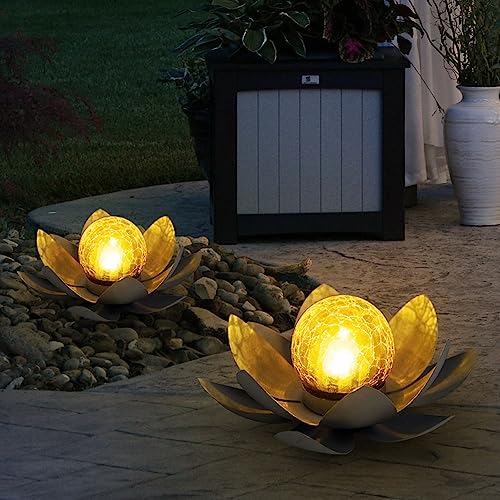 2er Set LED Solar Außen Lampen Lotus Blumen Garten Beleuchtung Seerosen Design Leuchten 25 cm von etc-shop