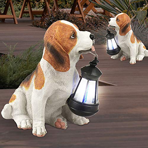 etc-shop 2er Set LED Solar Garten Leuchten Beagle Hunde Deko Figuren Außen Beleuchtung Hof Veranda Lampen von etc-shop